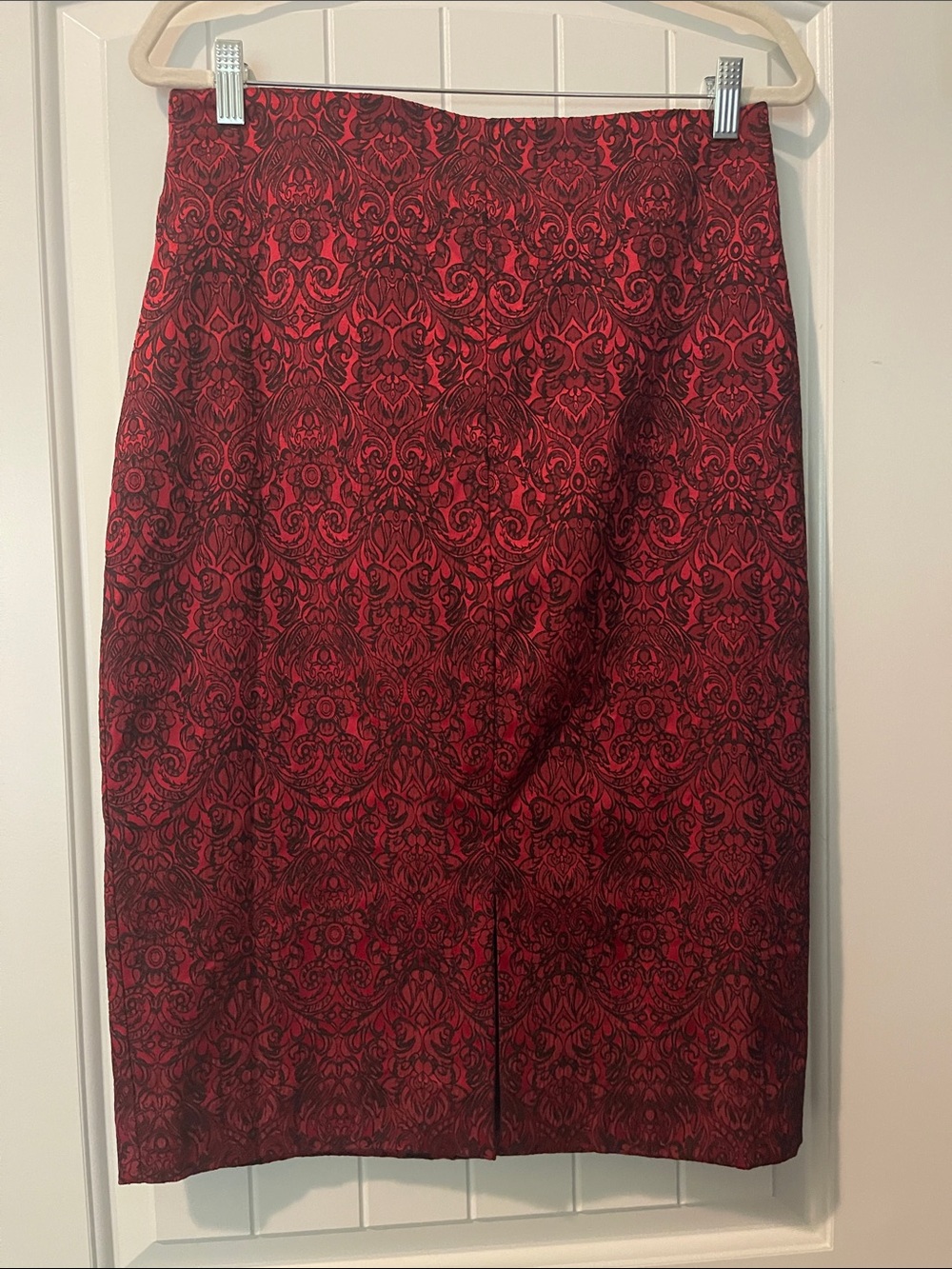 Women's Red Damask Pencil Skirt